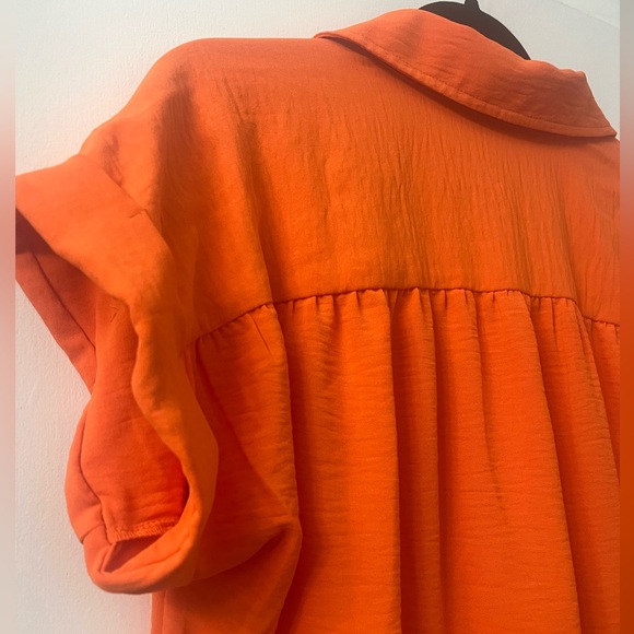 Oversized orange Button down blouse from Fashion Nova - Picture 10 of 11